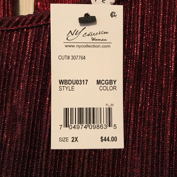 NEW Ruby Metallic/Glitter Top NY Collection Plus - Picture 2 of 10